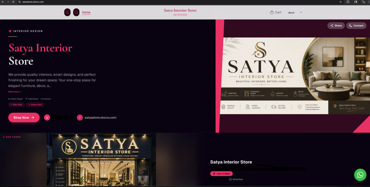 Satya Interior Store storefront frame 1